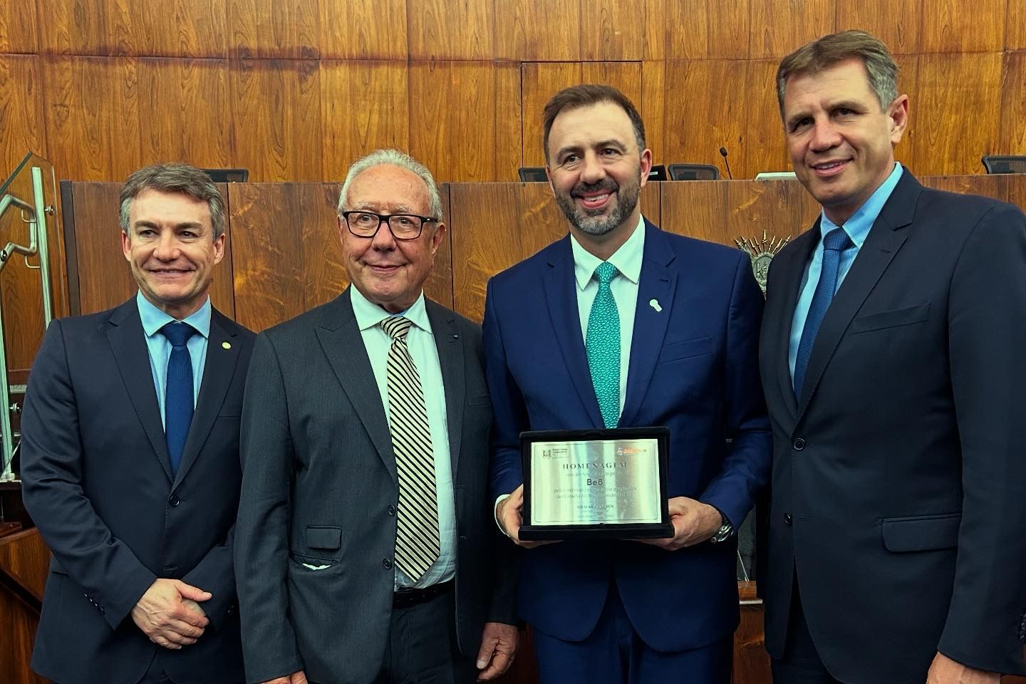 Assembleia Legislativa reconhece trajetória de 20 anos da Be8 no setor de biocombustíveis