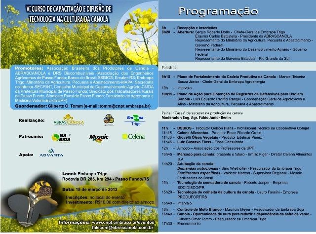 Canola will be subject of course