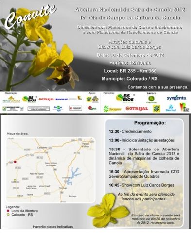 Abertura Nacional da Safra de Canola acontece na próxima semana